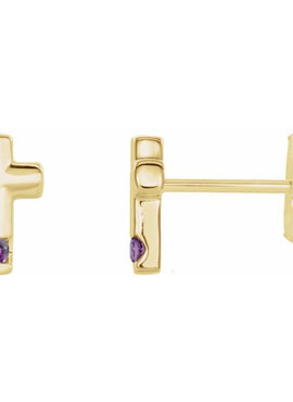 Platinum Natural Blue Zircon Cross Earrings