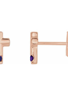 Platinum Natural Blue Zircon Cross Earrings