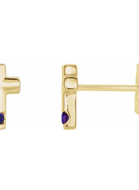 Platinum Natural Blue Zircon Cross Earrings