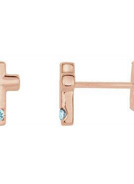 Platinum Natural Blue Zircon Cross Earrings