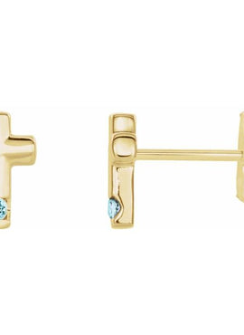 Platinum Natural Blue Zircon Cross Earrings
