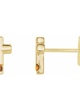 Platinum Natural Blue Zircon Cross Earrings
