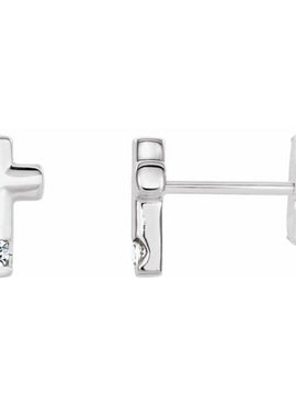 Platinum Natural Blue Zircon Cross Earrings