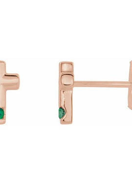 Platinum Natural Blue Zircon Cross Earrings