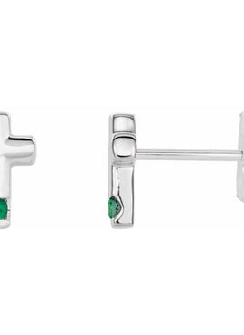 Platinum Natural Blue Zircon Cross Earrings
