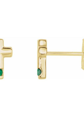 Platinum Natural Blue Zircon Cross Earrings