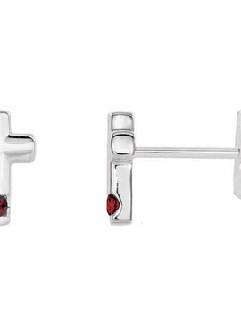 Platinum Natural Blue Zircon Cross Earrings