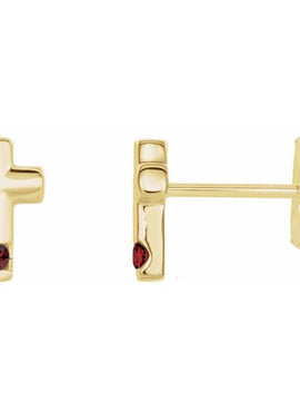 Platinum Natural Blue Zircon Cross Earrings