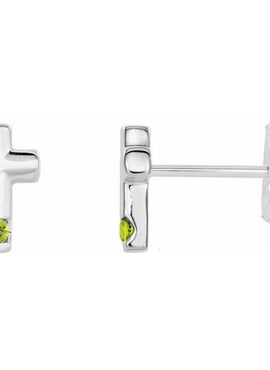 Platinum Natural Blue Zircon Cross Earrings
