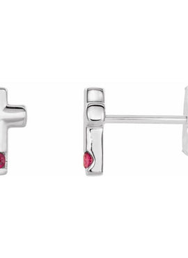 Platinum Natural Blue Zircon Cross Earrings