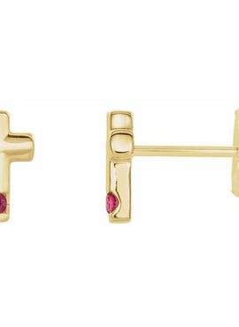 Platinum Natural Blue Zircon Cross Earrings