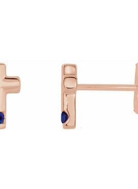 Platinum Natural Blue Zircon Cross Earrings