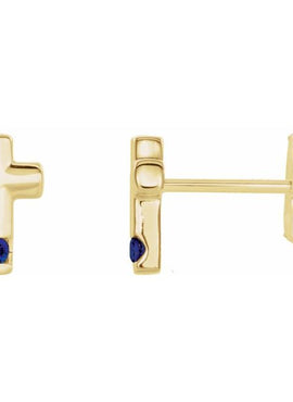 Platinum Natural Blue Zircon Cross Earrings