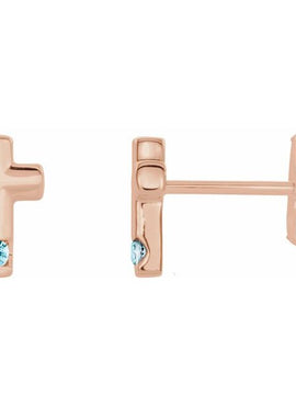 Platinum Natural Blue Zircon Cross Earrings