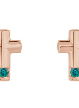 Platinum Natural Blue Zircon Cross Earrings