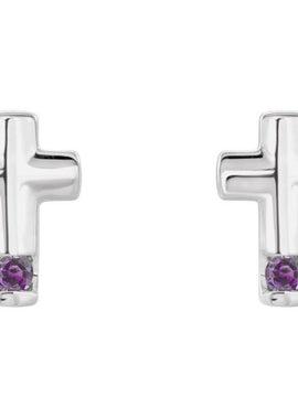Platinum Natural Blue Zircon Cross Earrings