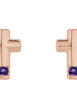 Platinum Natural Blue Zircon Cross Earrings