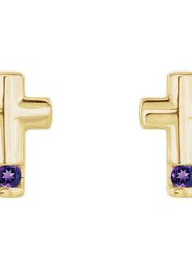Platinum Natural Blue Zircon Cross Earrings