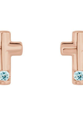 Platinum Natural Blue Zircon Cross Earrings