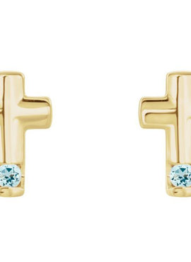 Platinum Natural Blue Zircon Cross Earrings