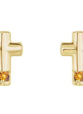 Platinum Natural Blue Zircon Cross Earrings