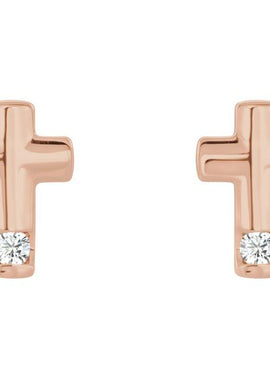 Platinum Natural Blue Zircon Cross Earrings