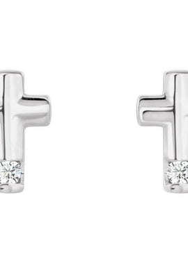 Platinum Natural Blue Zircon Cross Earrings