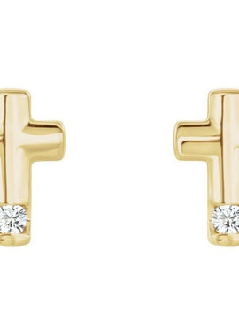 Platinum Natural Blue Zircon Cross Earrings