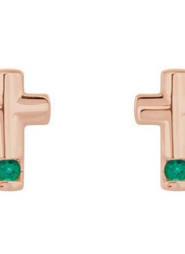 Platinum Natural Blue Zircon Cross Earrings