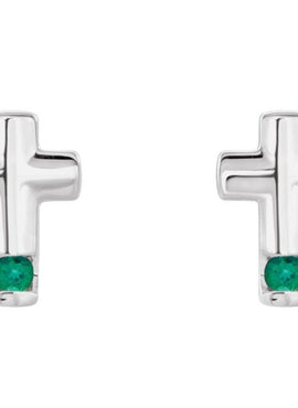 Platinum Natural Blue Zircon Cross Earrings