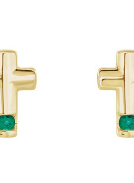 Platinum Natural Blue Zircon Cross Earrings