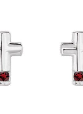 Platinum Natural Blue Zircon Cross Earrings