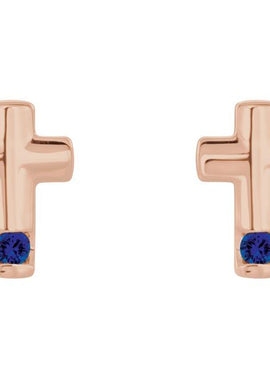 Platinum Natural Blue Zircon Cross Earrings
