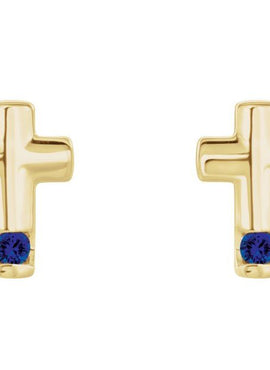 Platinum Natural Blue Zircon Cross Earrings