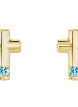 Platinum Natural Blue Zircon Cross Earrings