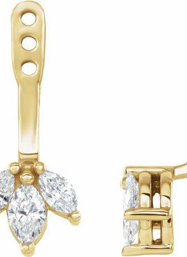 14K White Gold 1/5 CTW Natural Diamond Cluster Front-Back Earring Jackets