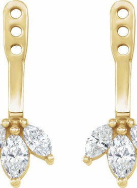 14K White Gold 1/5 CTW Natural Diamond Cluster Front-Back Earring Jackets