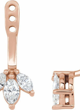 14K White Gold 1/5 CTW Natural Diamond Cluster Front-Back Earring Jackets