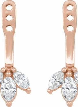 14K White Gold 1/5 CTW Natural Diamond Cluster Front-Back Earring Jackets