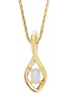 14K White Gold Natural White Opal Pendant