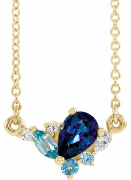 14K White Gold Natural Multi-Gemstone & .06 CTW Natural Diamond 16