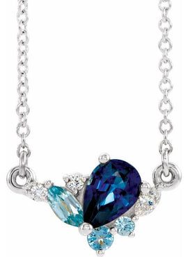 14K White Gold Natural Multi-Gemstone & .06 CTW Natural Diamond 16