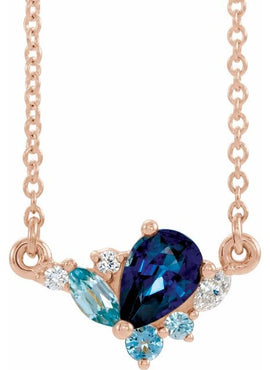 14K White Gold Natural Multi-Gemstone & .06 CTW Natural Diamond 16