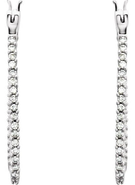 14K White Gold 1 CTW Natural Diamond Inside-Outside Hoop Earrings