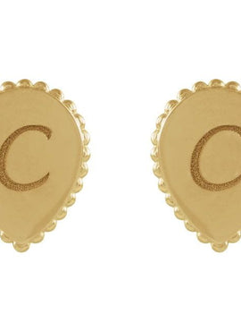14K White Gold Engravable Beaded Earrings