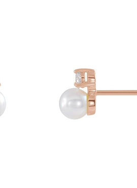 14K White Gold Cultured White Freshwater Pearl & 1/2 CTW Natural Diamond Earrings