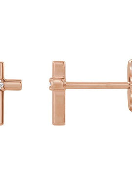 14K White Gold .01 CTW Natural Diamond Cross Earrings