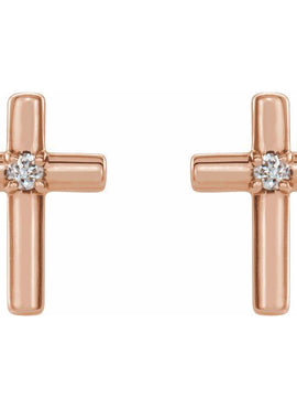 14K White Gold .01 CTW Natural Diamond Cross Earrings
