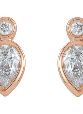 14K Rose Gold 1/3 CTW Natural Diamond Bezel-Set Earrings