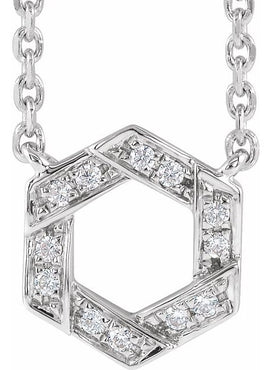 14K White Gold .06 CTW Natural Diamond Geometric 16-18